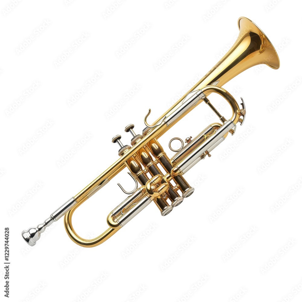 Shiny Brass Trumpet Isolated on White Background for Music Themes Shiny Brass Trumpet Isolated on White Background for Music Themes