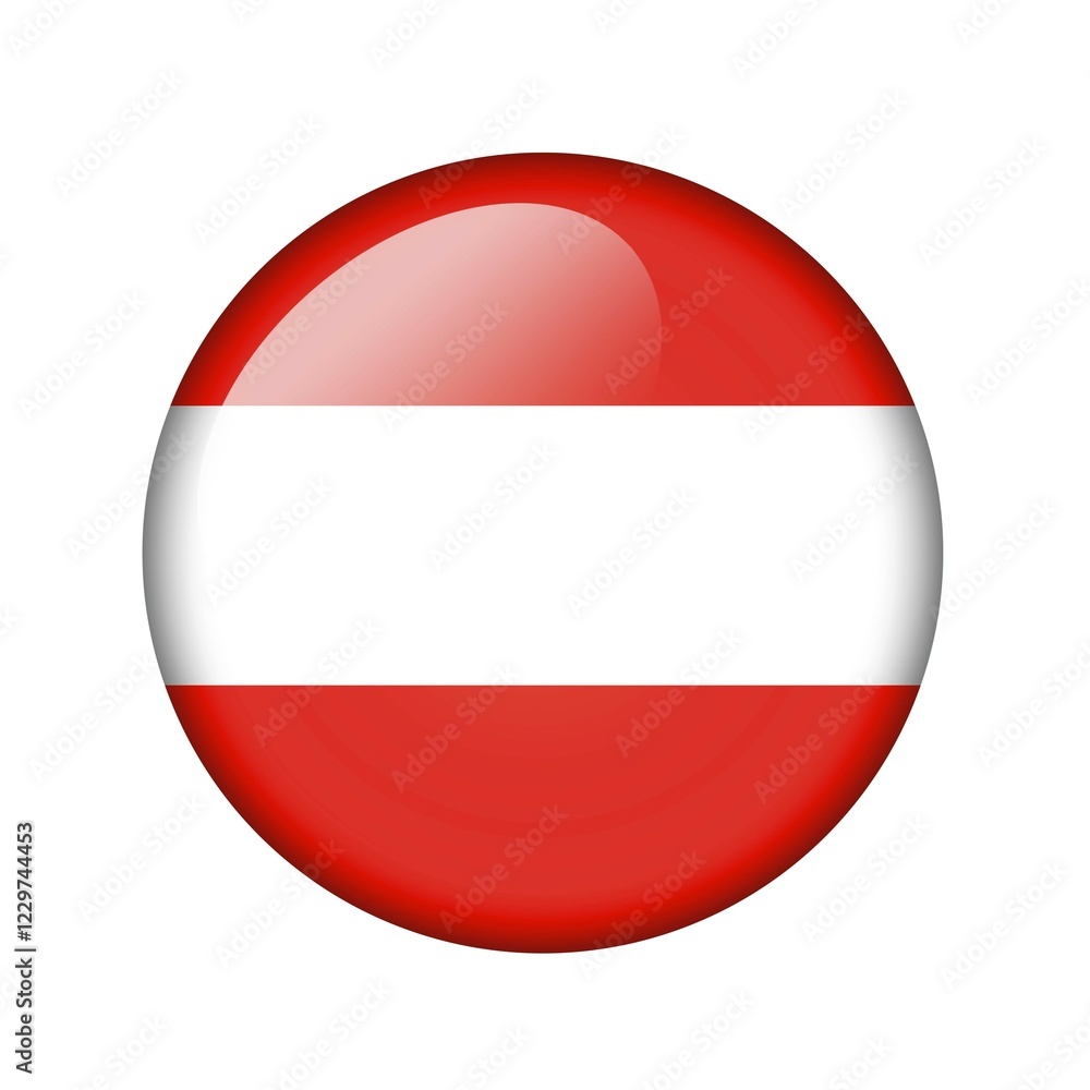 The Austrian flag. Round glossy icon. Isolated on white background The Austrian flag. Round glossy icon. Isolated on white background