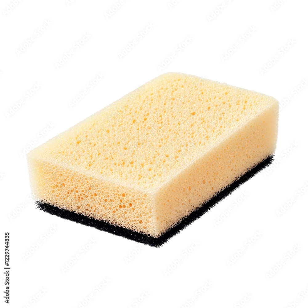 Soft Yellow Cleaning Sponge with Rounded Edges on Isolated Background Soft Yellow Cleaning Sponge with Rounded Edges on Isolated Background