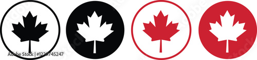 maple leaves icon collection. Maple leaf icon set. red and black maple leaf canada icon.  vector illustration