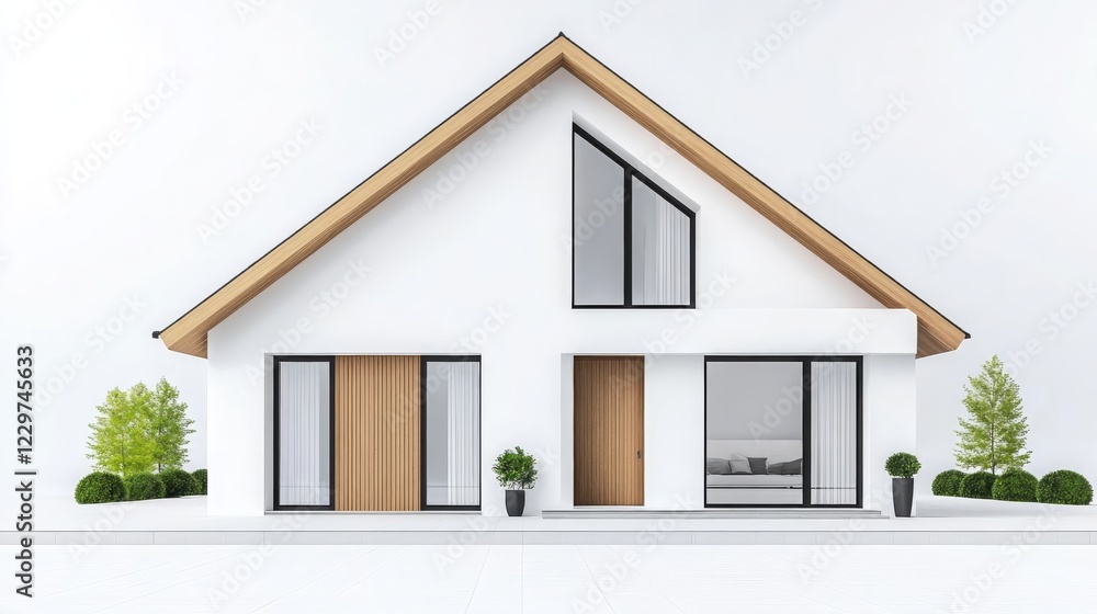 Modern White House Exterior Design with Wooden Accents and Landscaping Modern White House Exterior Design with Wooden Accents and Landscaping
