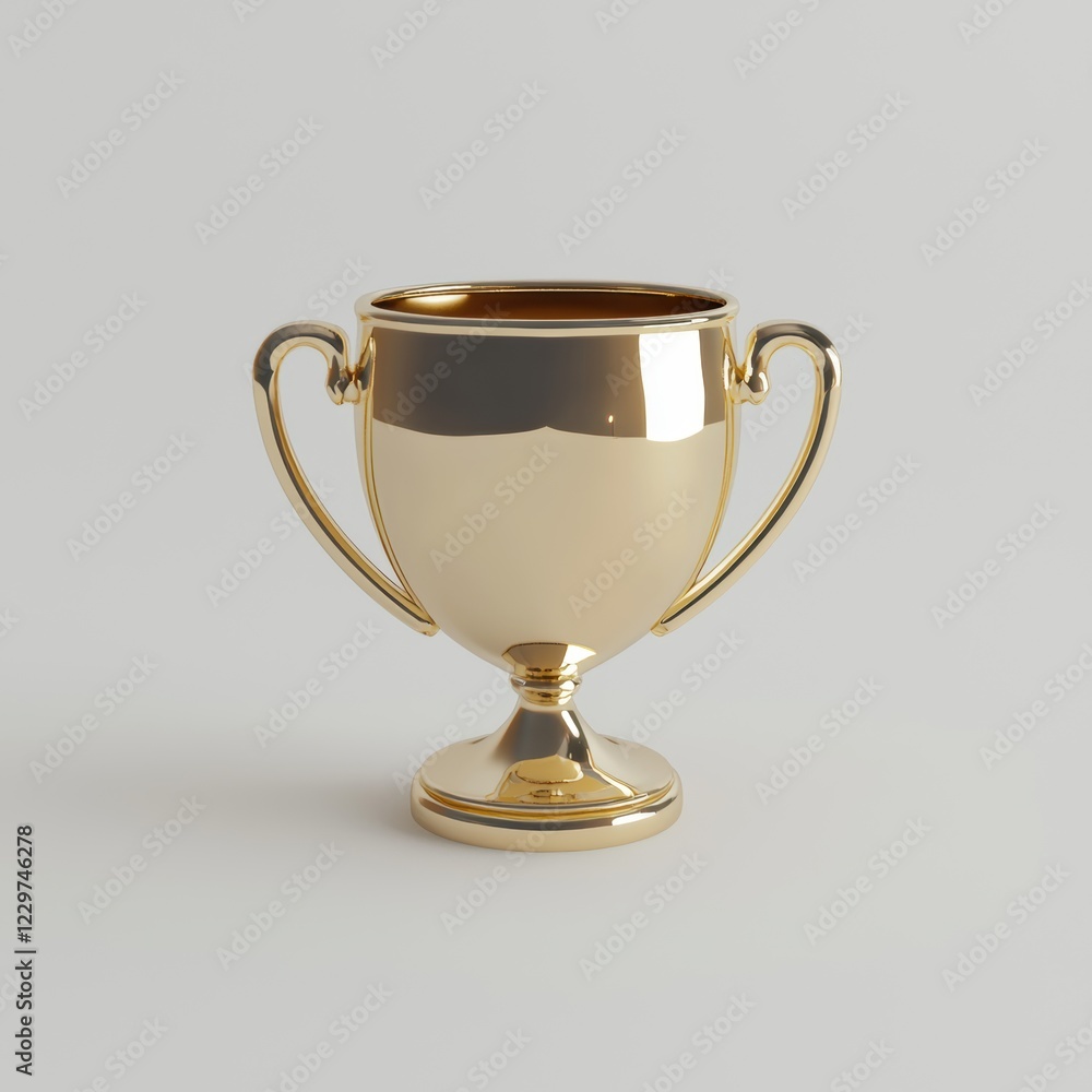 simple gold trophy cup with sleek handles and a glossy finish, isolated on a clean white background simple gold trophy cup with sleek handles and a glossy finish, isolated on a clean white background