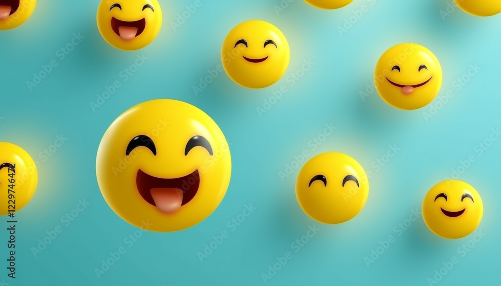 Fototapeta premium smiley balls on blue background