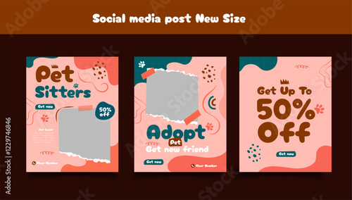 MobileSet of Social media templates for pet shop, dog grooming and sale promotion. 