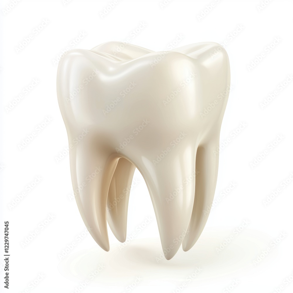 molar tooth with detailed grooves and a glossy finish, placed on a bright white background molar tooth with detailed grooves and a glossy finish, placed on a bright white background