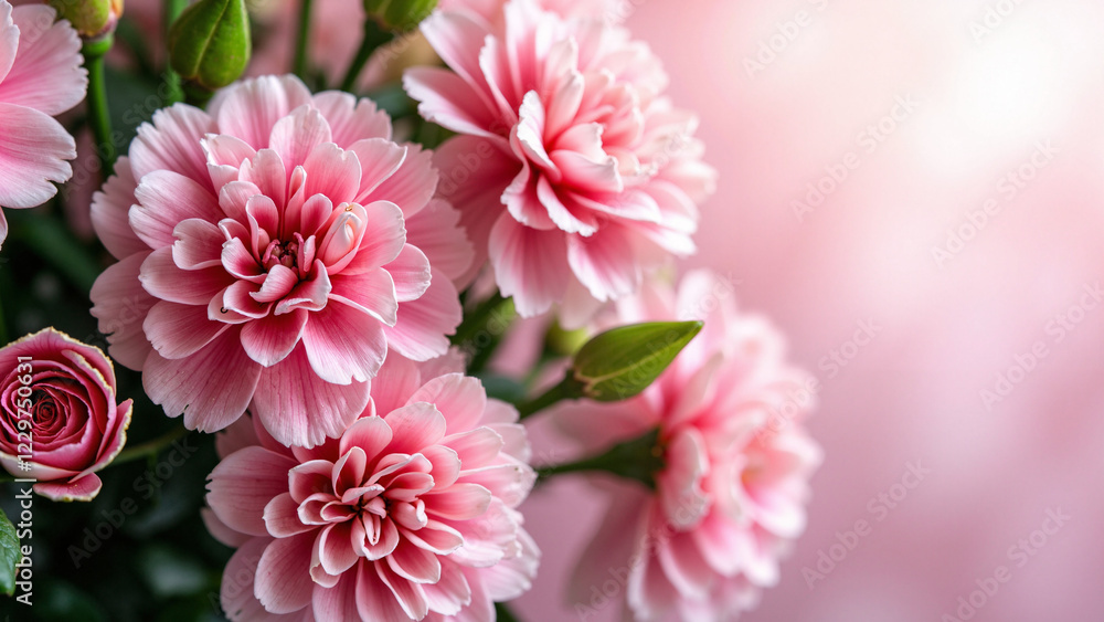 Exquisite Pink Carnation Bouquet with Soft Lighting for Wedding, Floral Shop Ads, and Romantic Event Promotions Exquisite Pink Carnation Bouquet with Soft Lighting for Wedding, Floral Shop Ads, and Romantic Event Promotions