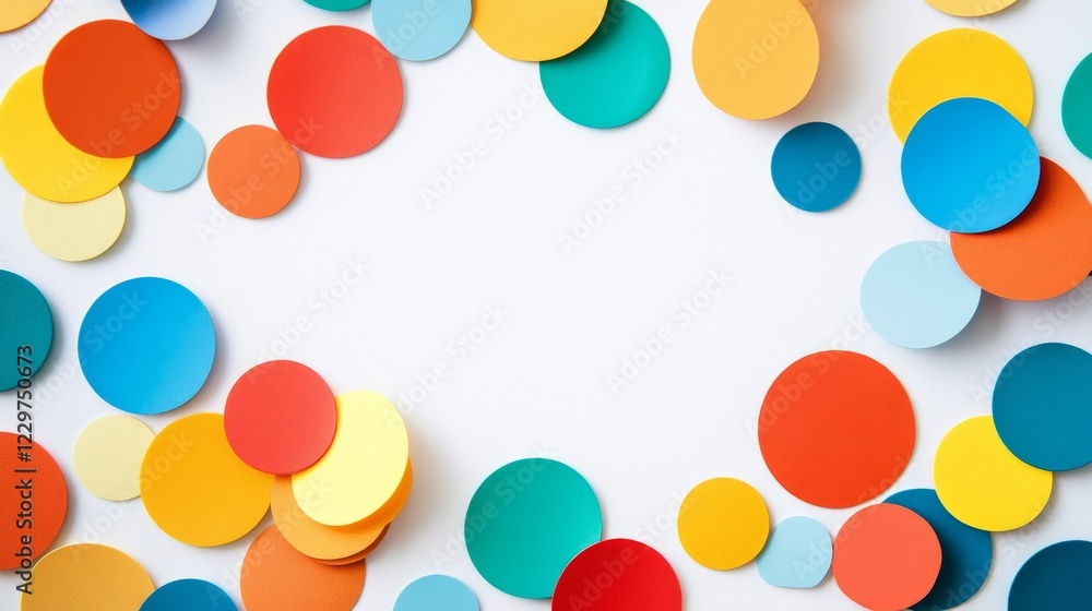 Vibrant abstract background featuring multicolored circles on a white surface, perfect for modern design and creative projects. Vibrant abstract background featuring multicolored circles on a white surface, perfect for modern design and creative projects.