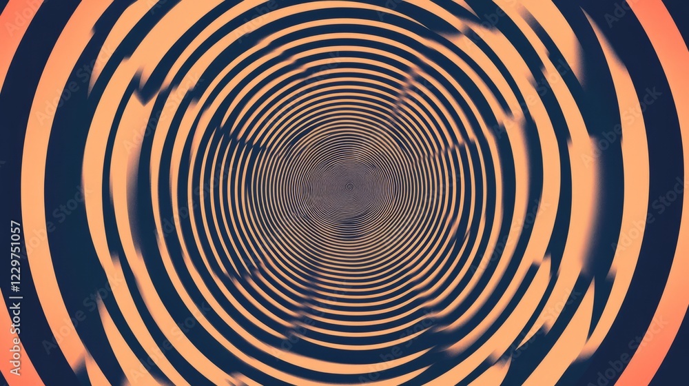 Fototapeta premium Mesmerizing abstract image featuring concentric circles forming a hypnotic spiral in orange and black.