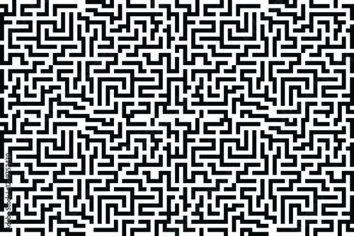 black and white maze outline pattern on the white background