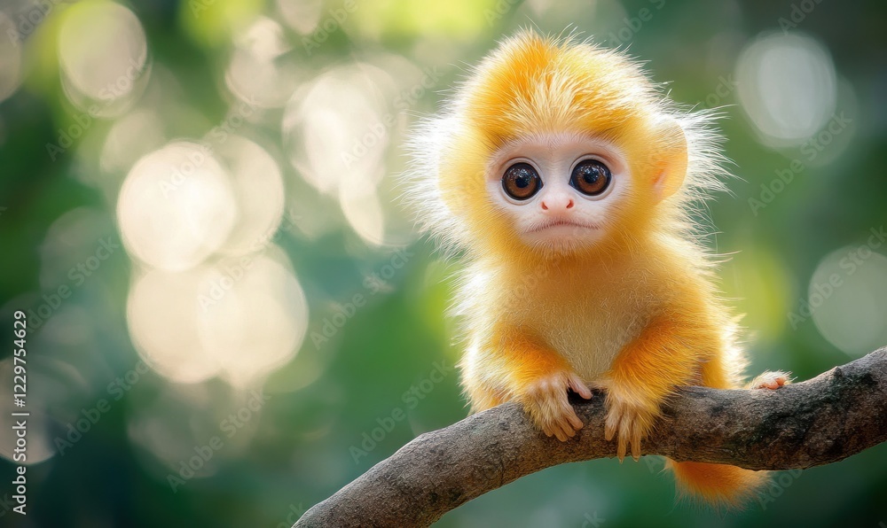 Adorable Golden Monkeyling on a Branch Adorable Golden Monkeyling on a Branch