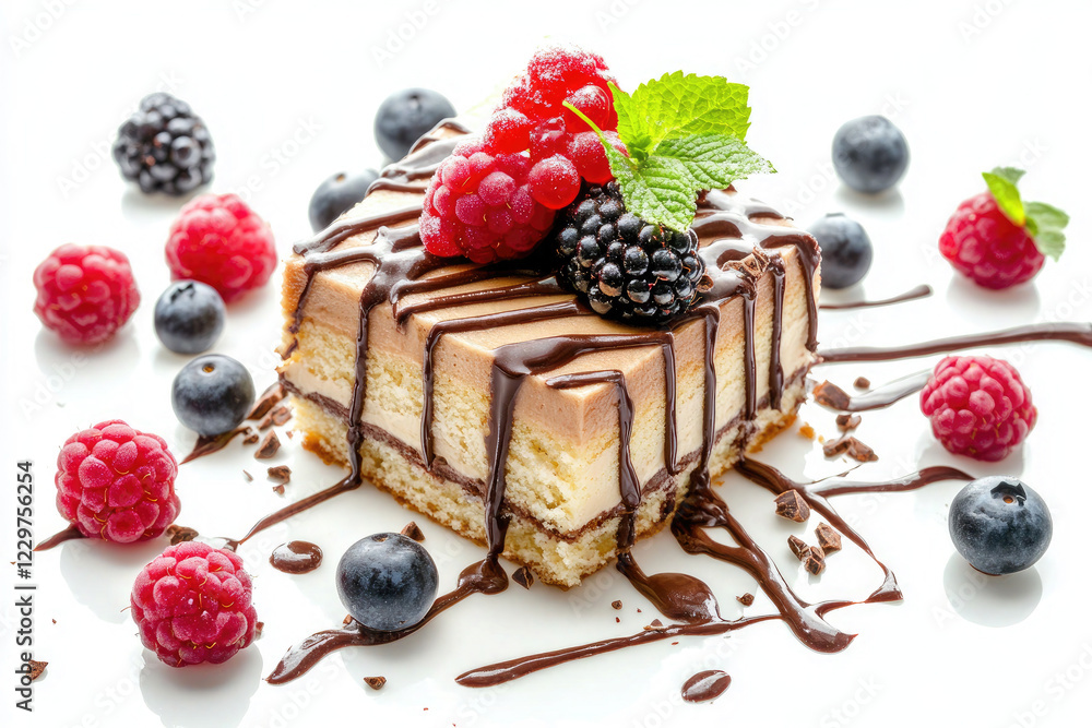Chocolate Drip Cheesecake Topped with Fresh Berries - Gourmet Dessert Chocolate Drip Cheesecake Topped with Fresh Berries - Gourmet Dessert