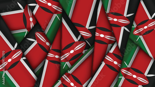 Set of KENYA Flags Stacked on Top of Each Other