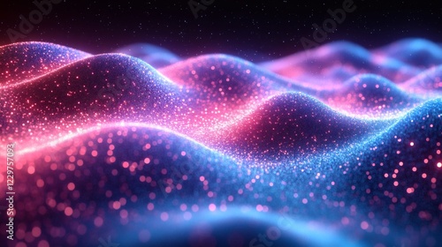 Neon wave textures glowing geometric patterns in blue and pink shades forming a hightech modern digital wallpaper photo