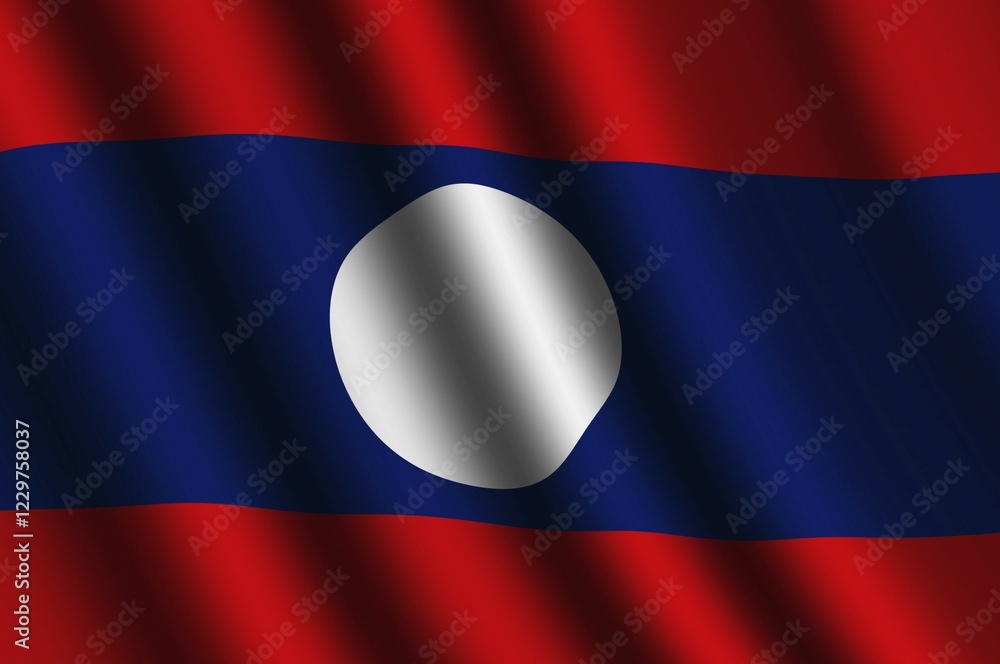 The Laotian flag flying in the wind The Laotian flag flying in the wind