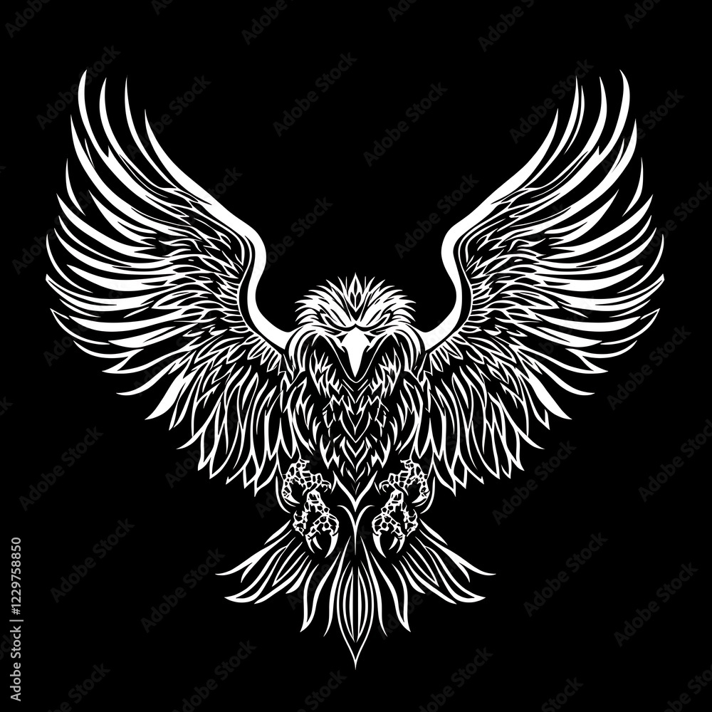 Obraz premium Majestic Eagle in Flight, Symbolic Design for Apparel or Accessories