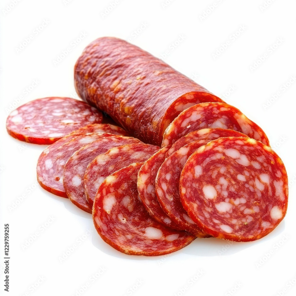Sliced Salami on White Background Sliced Salami on White Background