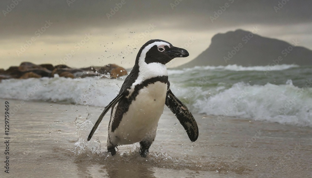 Fototapeta premium AI generated, A african penguin (Spheniscus demersus)