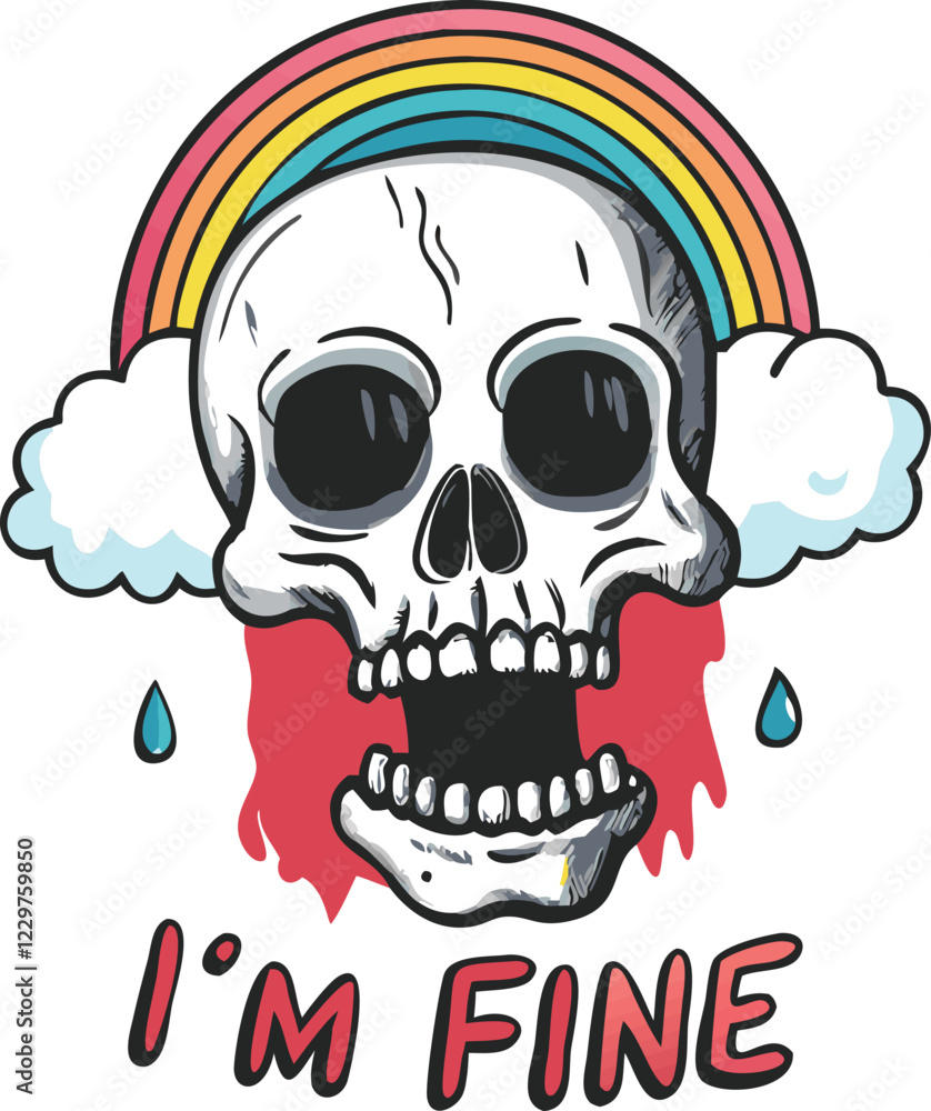 Fototapeta premium Skull with Rainbow Vector Illustration for Creative Designs