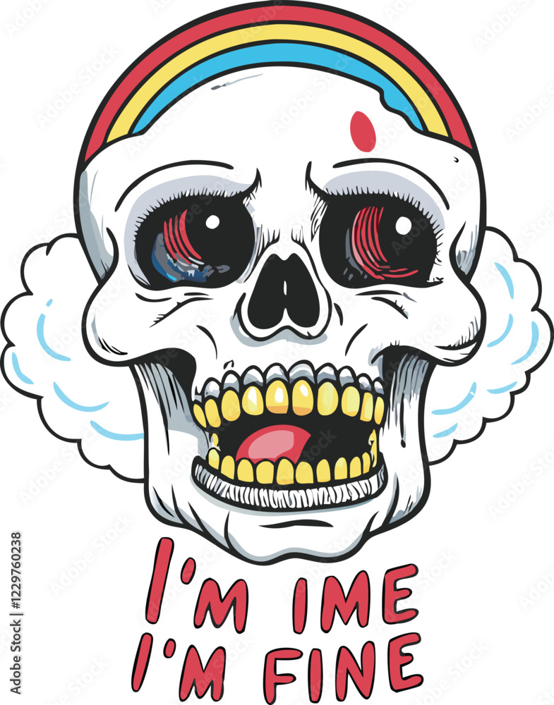 Fototapeta premium Dark Humor 'I’m Fine' Skull Graphic in SVG