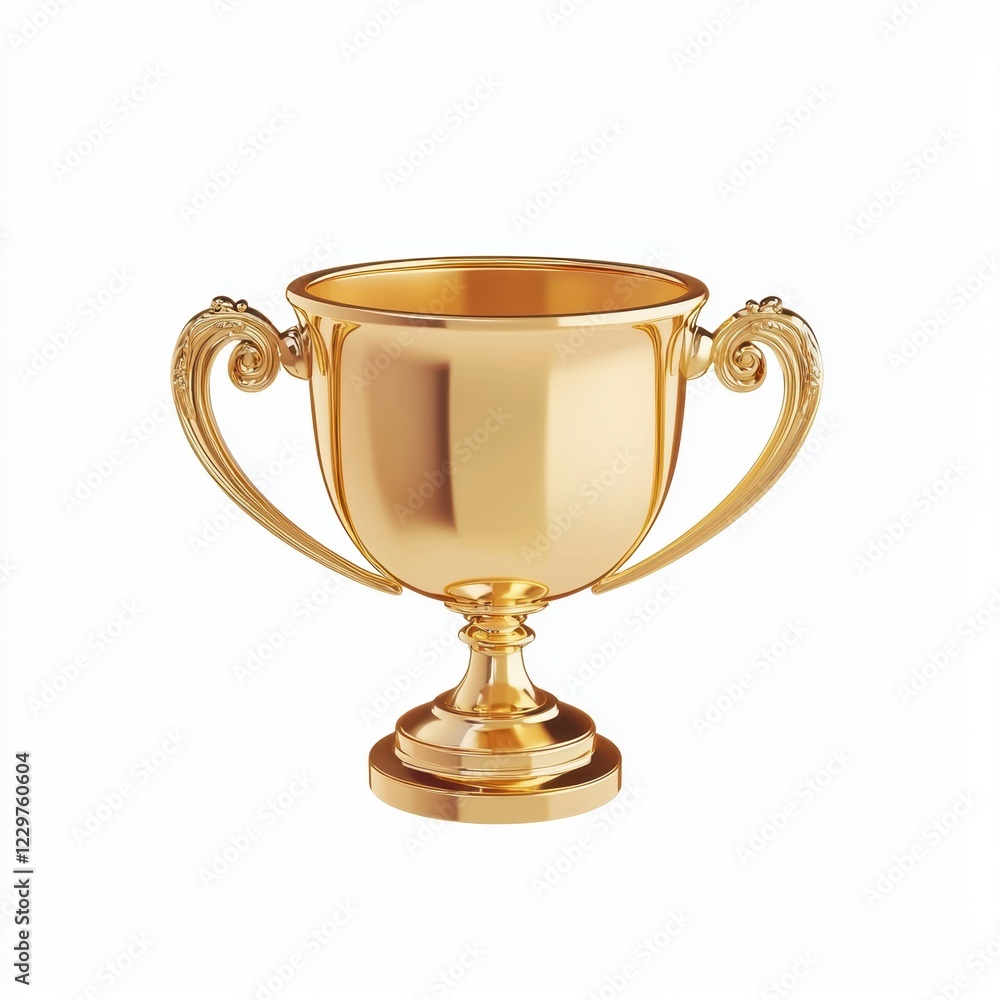 simple gold trophy cup with sleek handles and a glossy finish, isolated on a clean white background simple gold trophy cup with sleek handles and a glossy finish, isolated on a clean white background
