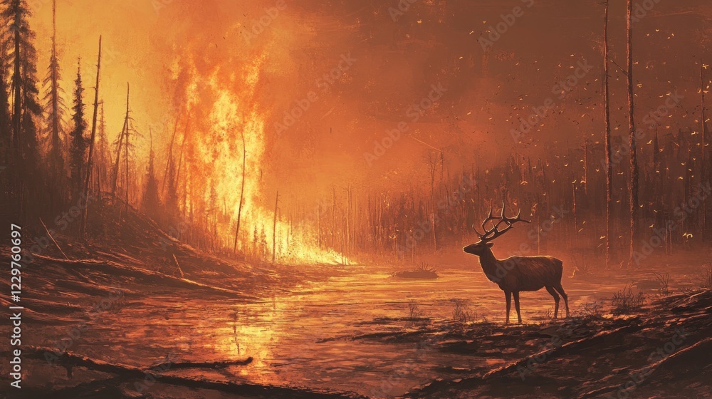 A Deer Amidst the Burning Forest A Deer Amidst the Burning Forest