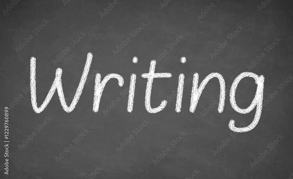 Writing lesson on blackboard or chalkboard. written in white chalk Writing lesson on blackboard or chalkboard. written in white chalk