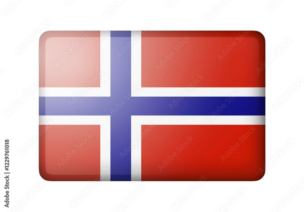 The Norwegian flag. Rectangular matte icon. Isolated on white background The Norwegian flag. Rectangular matte icon. Isolated on white background