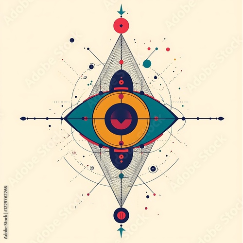 Abstract eye geometric design, spiritual art, for poster, print