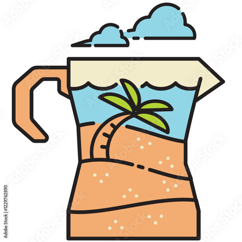 pot coffee brew on the beach