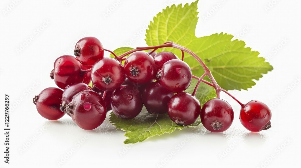 Fresh red currants with a vibrant green leaf, illustrating ripeness and natural beauty, AI generated Fresh red currants with a vibrant green leaf, illustrating ripeness and natural beauty, AI generated