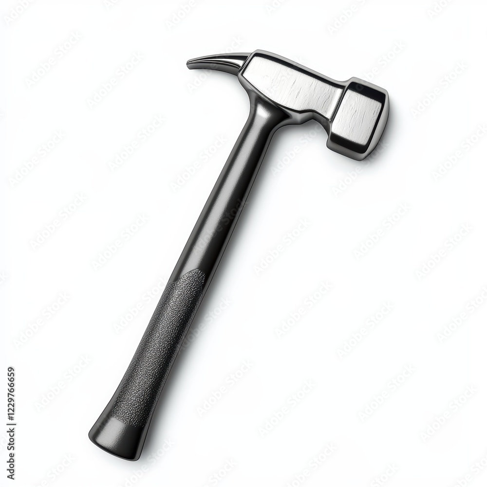 sleek steel hammer with a grip-enhanced handle, centered on a clean white background sleek steel hammer with a grip-enhanced handle, centered on a clean white background