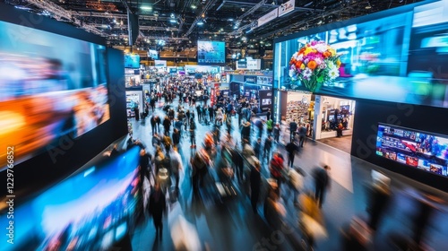 Wallpaper Mural Dynamic Trade Show Atmosphere with Digital Innovation Displays and Engaging Interactions Torontodigital.ca