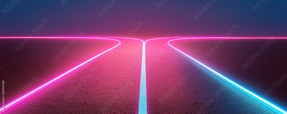 Futuristic glowing neon track with vibrant colors and abstract design, creating sense of motion and energy. Ideal for themes of technology and innovation Futuristic glowing neon track with vibrant colors and abstract design, creating sense of motion and energy. Ideal for themes of technology and innovation