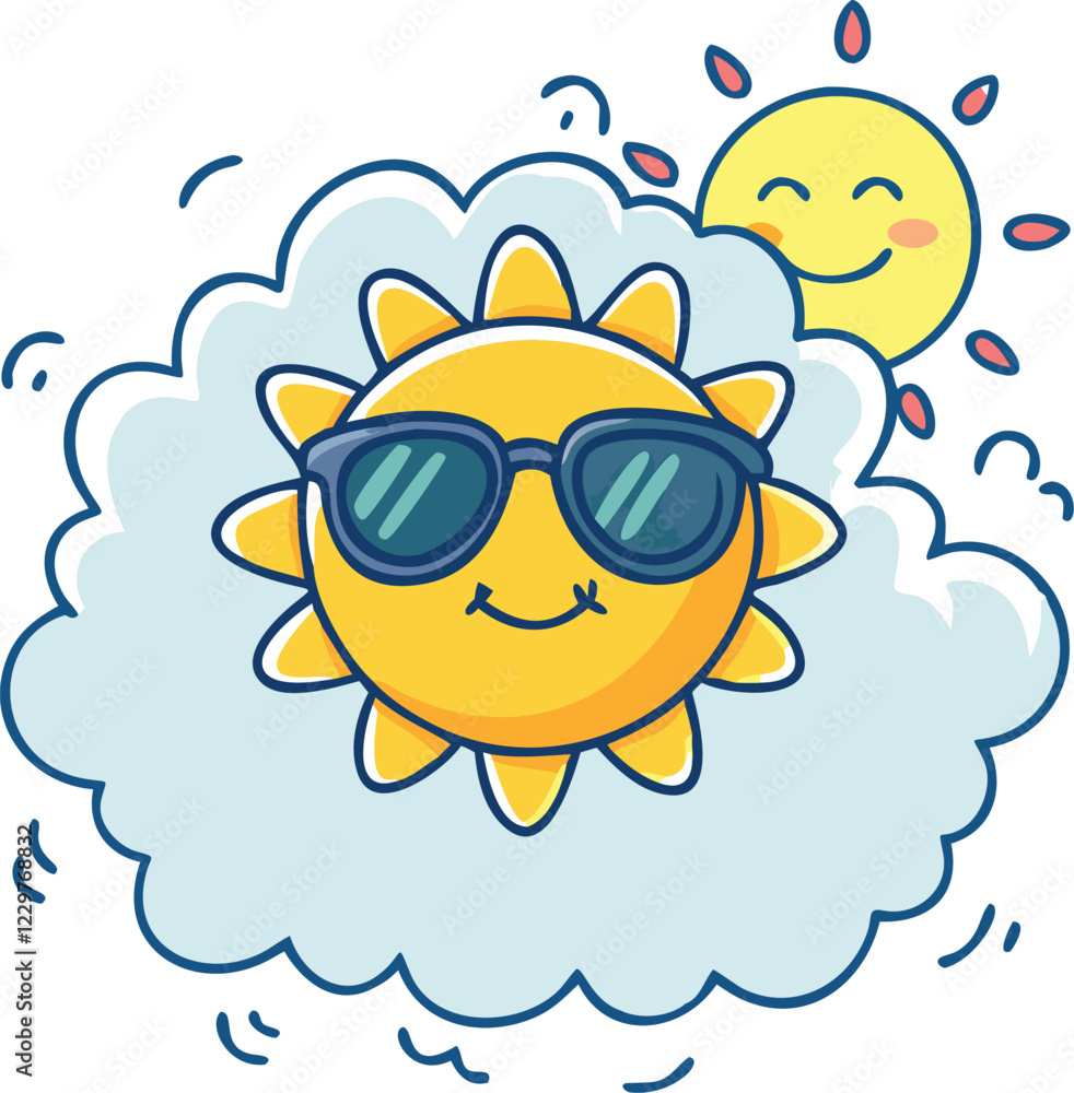 Fototapeta premium Sun Icon with Sunglasses – Free Vector Download