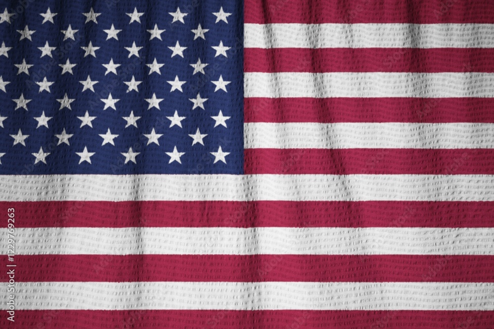 American flag with a textured fabric surface showing stars and stripes, United States Flag American flag with a textured fabric surface showing stars and stripes, United States Flag