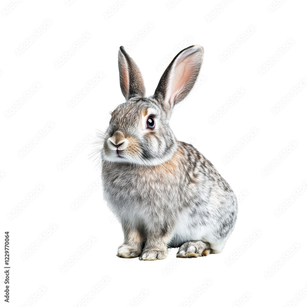 Obraz premium Grey rabbit isolated on transparent background