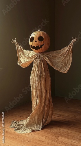 Spooky ghost costume, halloween concept, AI generated photo