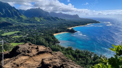 Breathtaking Panoramic View of Ke'e Beach, Kauai's North Shore photo