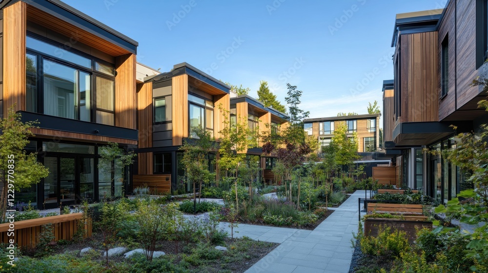 Modern Townhouses with Lush Courtyard Modern Townhouses with Lush Courtyard