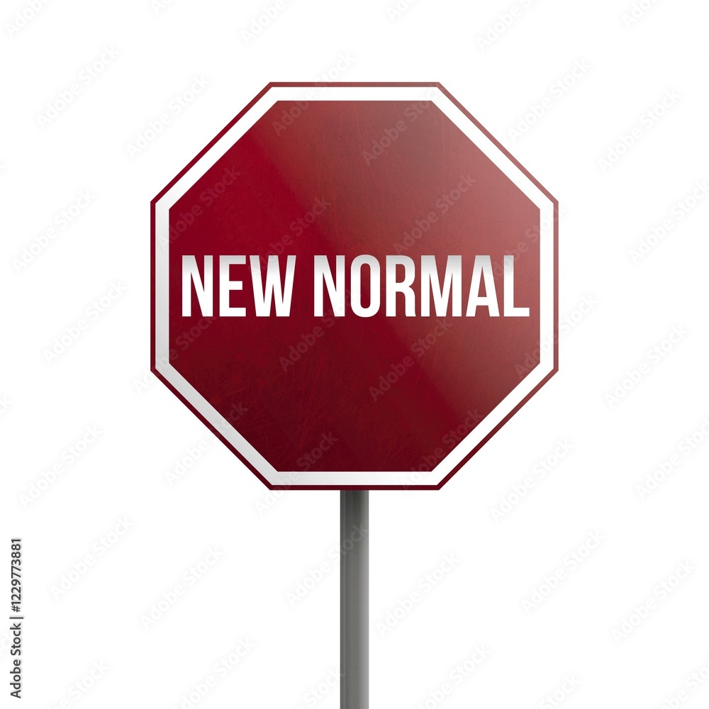 New normal, red sign isolated on white background New normal, red sign isolated on white background