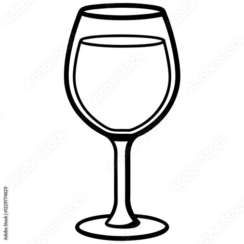 Stylized Wine Glass Vector Drawing