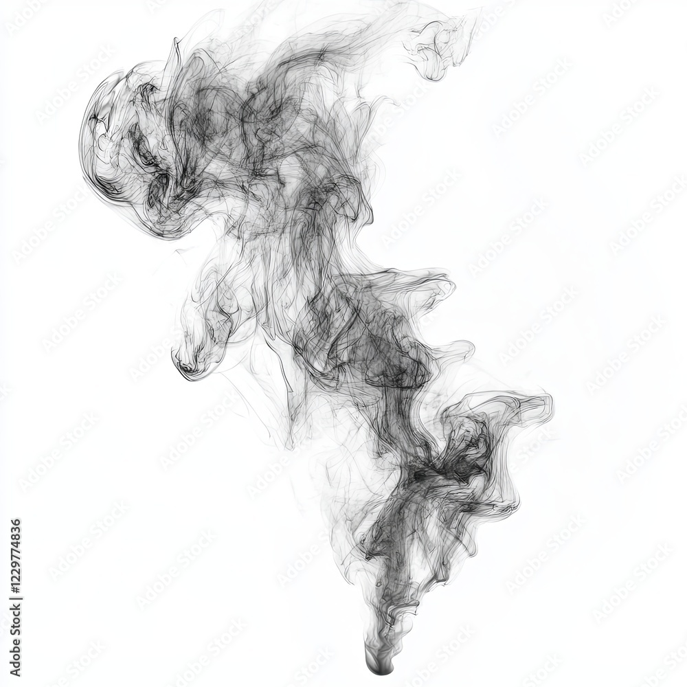 Fototapeta premium acrylic ink in water form an abstract smoke pattern isolated on white background