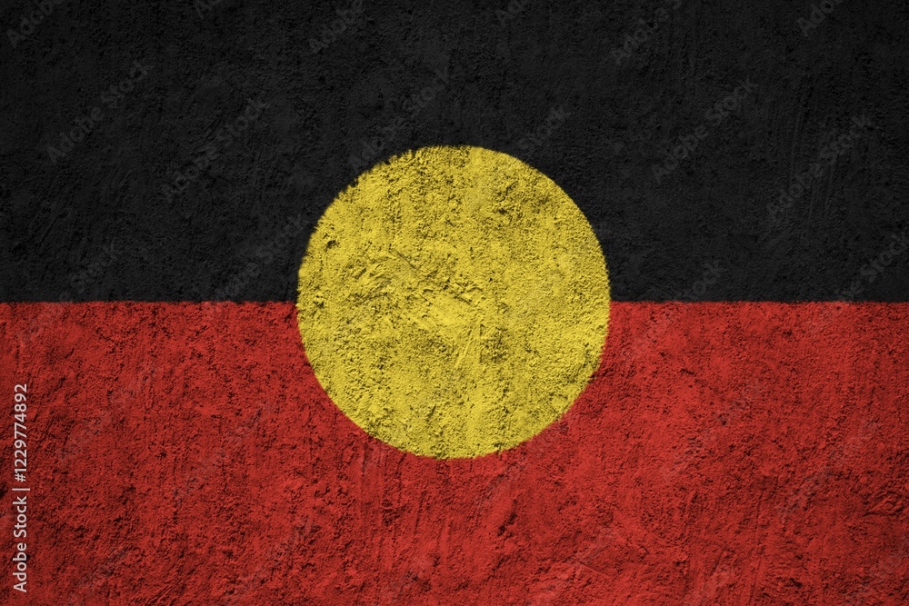 custom made wallpaper toronto digitalAustralian Aboriginal flag painted on the cracked grunge concrete wall