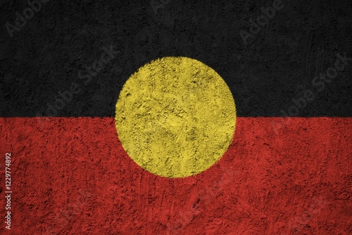 Wallpaper Mural Australian Aboriginal flag painted on the cracked grunge concrete wall Torontodigital.ca