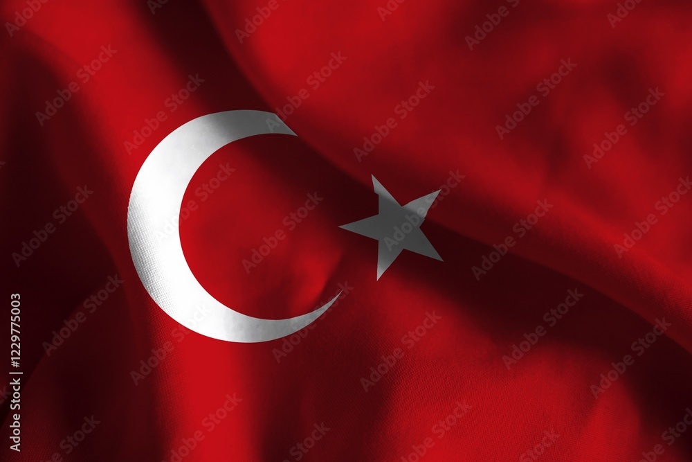 A ruffled fabric flag of Turkey