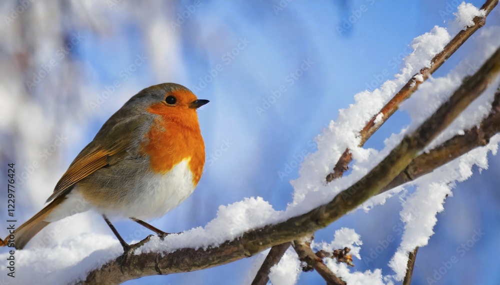 KI generated, animal, animals, bird, birds, biotope, habitat, one, individual, foraging, wildlife, robin in winter, snow, ice, (Erithacus rubecula, flycatcher, songbird KI generated, animal, animals, bird, birds, biotope, habitat, one, individual, foraging, wildlife, robin in winter, snow, ice, (Erithacus rubecula, flycatcher, songbird