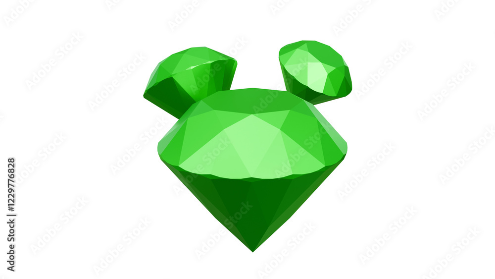 Green ruby gemstone isolated on white background. Mobile game elements. Mobile game elements. Diamond, brilliant gem. Jewelry, gift, game concept. Cartoon minimal style Green ruby gemstone isolated on white background. Mobile game elements. Mobile game elements. Diamond, brilliant gem. Jewelry, gift, game concept. Cartoon minimal style