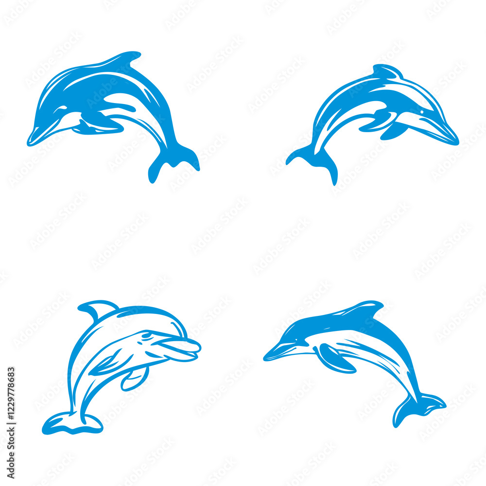Naklejka premium logo representation of a jumping dolphin which symbolizes harmony and freedom