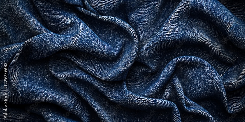 Deep Blue Draped Fabric Texture Background Image