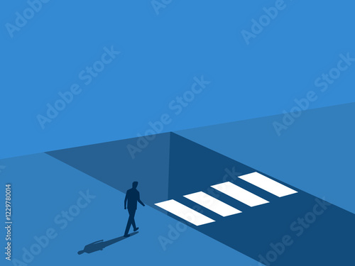 Safety and Risk, Businessman walks to the bridge over the gap of obstacles